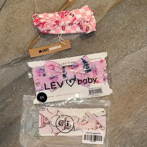 Pink Christmas/winter themed Patterned Baby Headbands Set of 3 all NwT